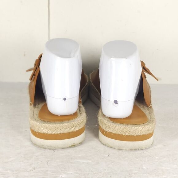 See by Chloe Women's Glyn 38 US7,5 Brown Leather Espadrille Mules Slide Sandals - Picture 10 of 16